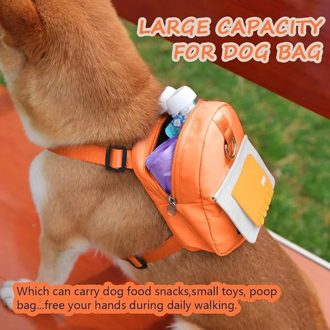 Dog Backpack Harness with Leash,Cute Pet Puppy Backpacks Bulid-in Dog Poop Bag Dispenser,Adjustable Pets Self Carrier Bag ...