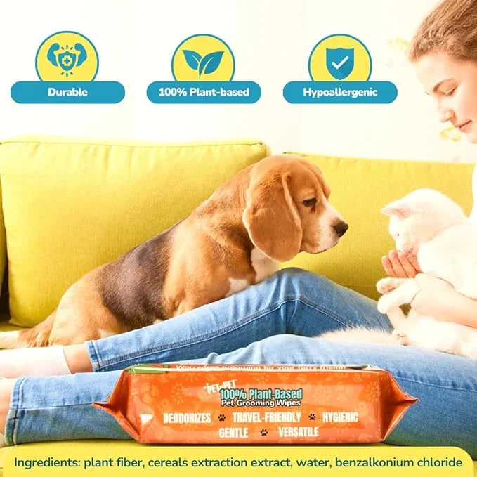 Pet N Pet Poop Bags For Dogs, 120 Counts Dog Poop Bags Rolls + 100% Plant Based Dog Wipes for Paws and Butt, 100 Counts Do...