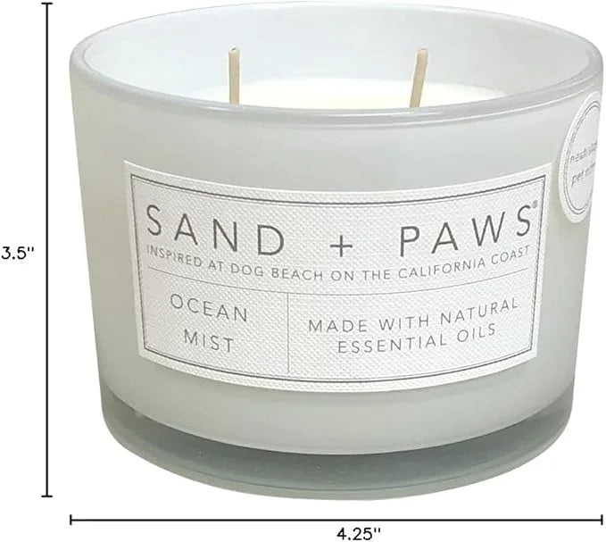 Sand + Paws Scented Candle - Ocean Mist - Additional Scents and Sizes – Luxurious Air Freshening Jar Candles Neutralize pe...