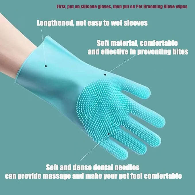 Pet Grooming Glove Wipes Combination,Pet Bathing Wipes for Dogs & Cats, Cleaning & Deodorizing Grooming Gloves, Nourish Fu...