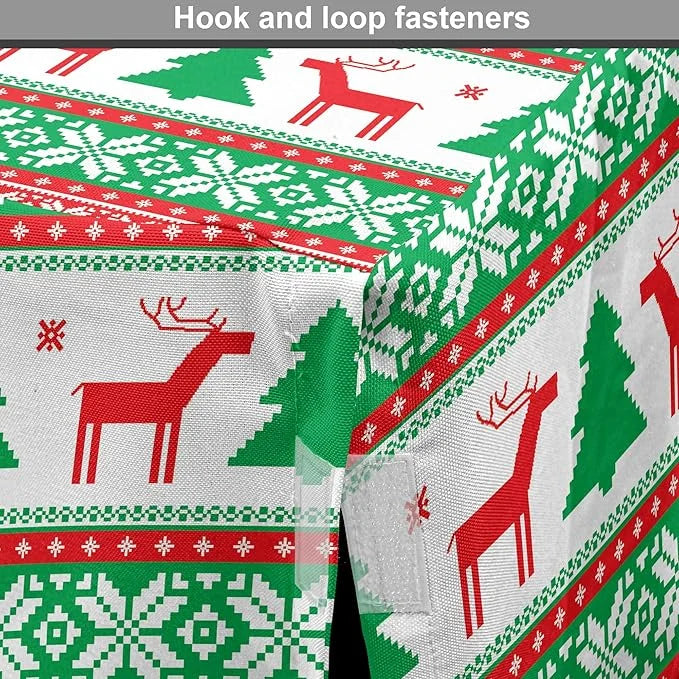 Ambesonne Christmas Dog Crate Cover, Knit Style Graphic Reindeer Star and Snowflake Holiday Family Theme, Easy to Use Pet ...