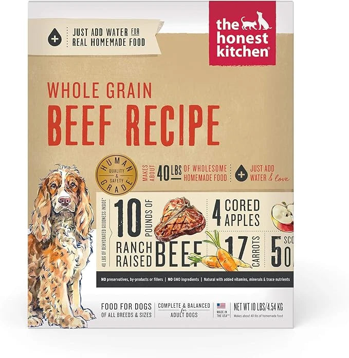 The Honest Kitchen Dehydrated Whole Grain Beef Dog Food, 10 lb Box - Product Image