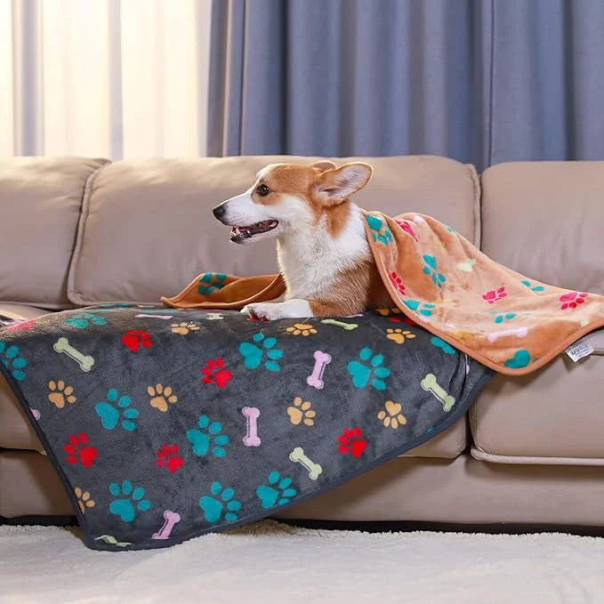 1 Pack 6 Blankets Dog Cat Soft Fluffy Fleece Pet Blanket Warm Cute Print Design Puppy Kitten Blanket Doggy Bone Medium(30"...