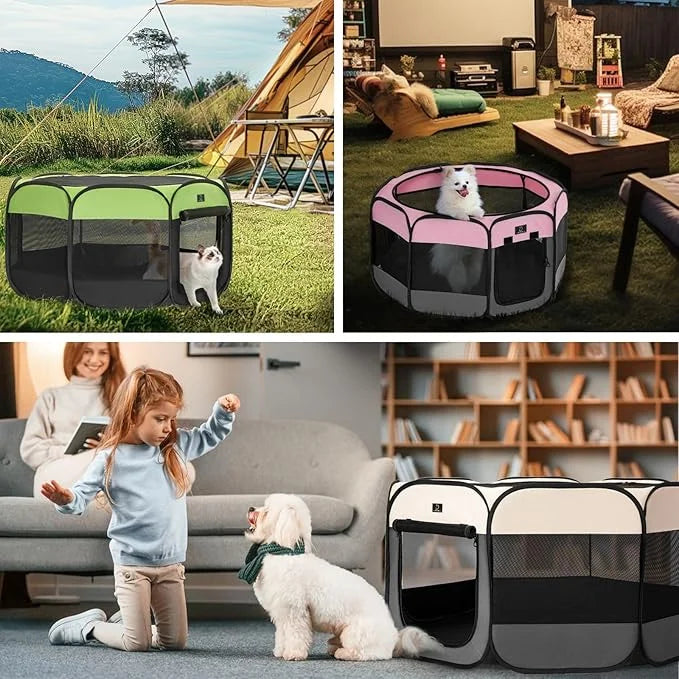 A4Pet Portable Dog Playpen, Pop Up Dog Playpen Indoor/Outdoor, Pet Playpen for Cats, Dogs - Removable Zipper & Collapsible...