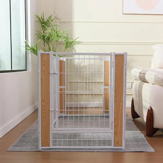 Heavy Duty Dog Playpen 32 Inch Height - Indoor Outdoor Pet Fence Enclosure for Medium and Small Dogs - Foldable Puppy Exer...