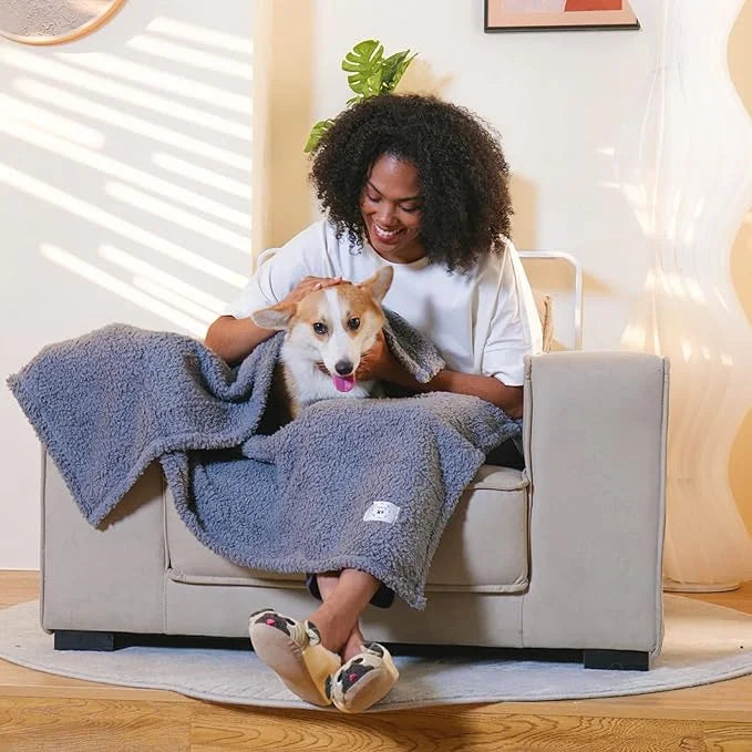 1 Pack 3 Calming Blankets Fluffy Premium Fleece Pet Blanket Soft Sherpa Throw for Dog Puppy Cat Beige/Black/Grey Medium (3...
