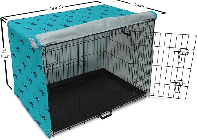 Lunarable Scuba Dog Crate Cover, Repeating Diving Man Nautical Pattern, Easy to Use Pet Kennel Cover for Medium Large Dogs...