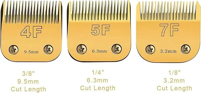 Size 7FC/5FC/4FC Detachable Pet Dog Grooming Clipper Blades Set,Compatible with Andis,Oster A5,Wahl KM Series Clippers,Cut...