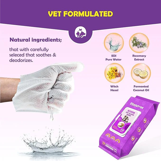 Flintstone Dog Wipes Cleaning Deodorizing - Hypoallergenic Cat Wipes - Extra Thick Wet Dog Wipes for Paws and Butt - Daily...