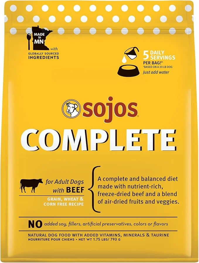 SOJOS Complete Beef Recipe Dehydrated Dog Food, 1.75 lb, Yellow - Product Image
