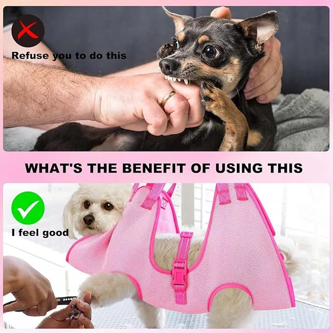 Dog Grooming Hammock - Breathable Pet Grooming Hammock for Small Dogs& Cats, Adjustable Dog Sling Harness with Nail Clippe...