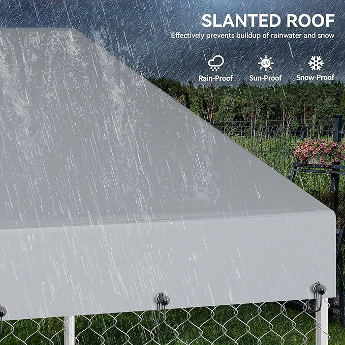 YITAHOME 10'x10' Large Outdoor Dog Kennel with Rotating Feeder Bowls, Outdoor Dog Enclosure with Roof, Heavy Duty Dog Cage...