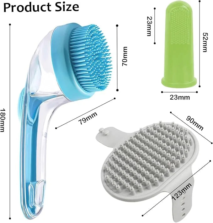 (6 Pcs) ELEGX Pet Grooming Bath Massage Brush with Soap and Shampoo Dispenser Soft Silicone Bristle for Long Short Haired ...
