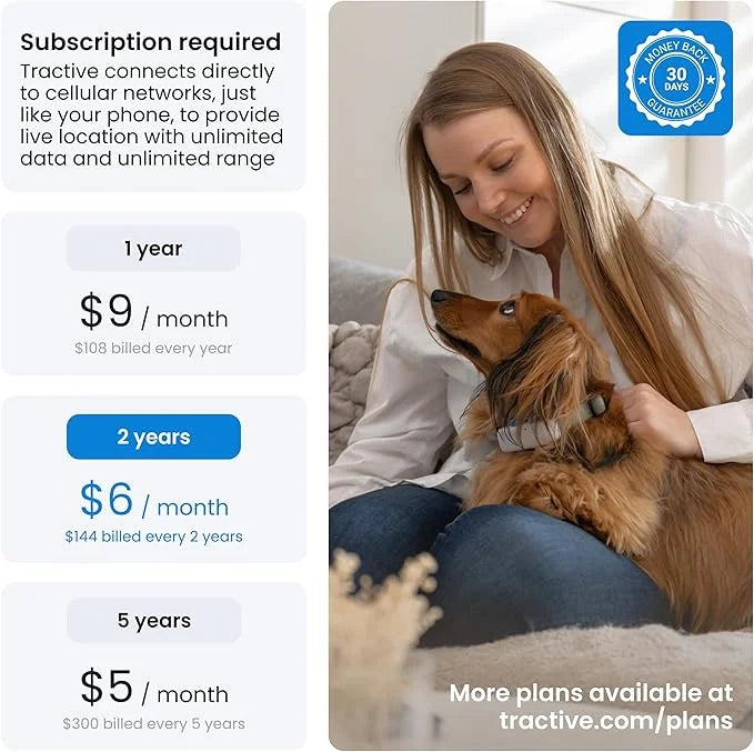 Tractive GPS Cat Tracker (6.5 lbs+), Real-time Pet Location Tracker, Health & Wellness Alerts, Battery Life Up to 7 Days, ...
