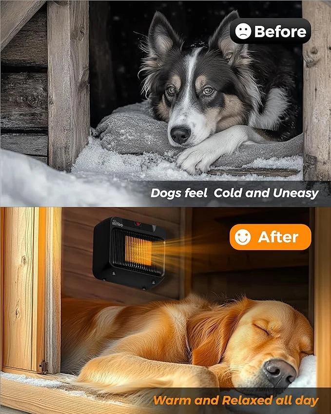 HETOO Dog House Heater with Thermostat, Wall-Mounted 600W/300W Dog Heater, 6.5Ft Anti Chew Cord, Overheat Protection, Safe...