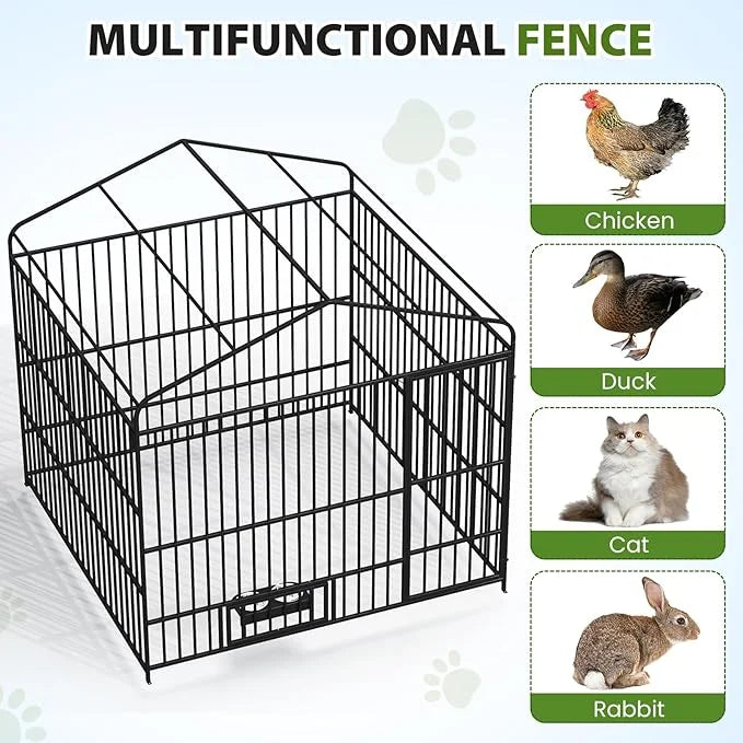 Rovibek Outdoor Dog Kennel with Roof, Dog Kennel Outside with 3 Sides Sun-Proof Cover, Large Outdoor Dog Playpen, Dog Run ...