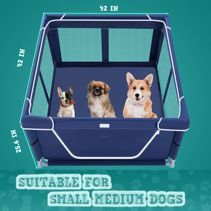 42x42x25.6 Inch Puppy Playpen with Cover, Dog Playpen for Puppies or Small Dogs, Pet Fence for Indoor & Outdoor, Sturdy Sa...