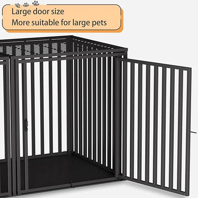 70" L x 28" H Extra Long Steel Tube Dog Crate with Mat Base, Heavy Duty Dog Crates for Large Dogs, Big Dog Cage, Dog Kenne...