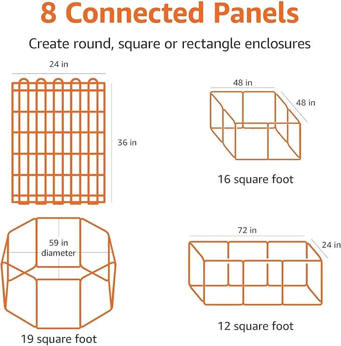 Amazon Basics Foldable Octagonal Metal Exercise Dog Playpen - Indoor/Outdoor, No Door, Medium (8 Panels, 24 x 36), Easy to...