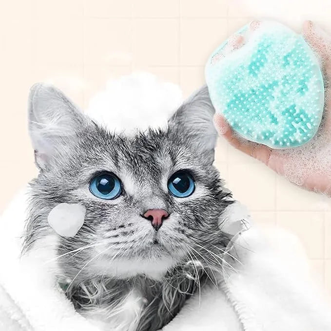 2 Pack Pet Bath Massage Brush Soft Silicone with Ring Handle Shampoo Dispenser for Dogs Cats - Product Image