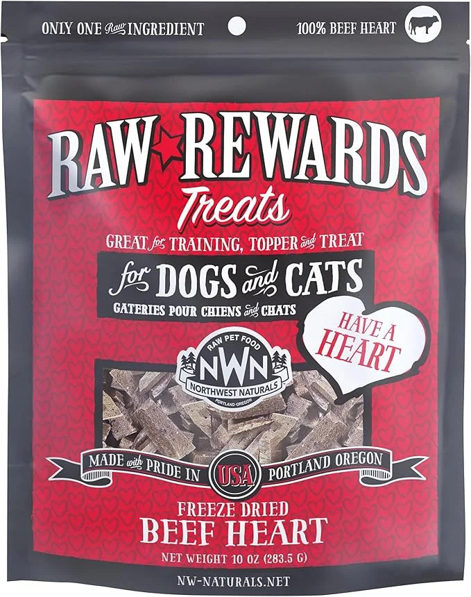 Northwest Naturals Raw Rewards Freeze-Dried Beef Heart Treats for Dogs and Cats - Bite-Sized Pieces - Healthy, 1 Ingredien...