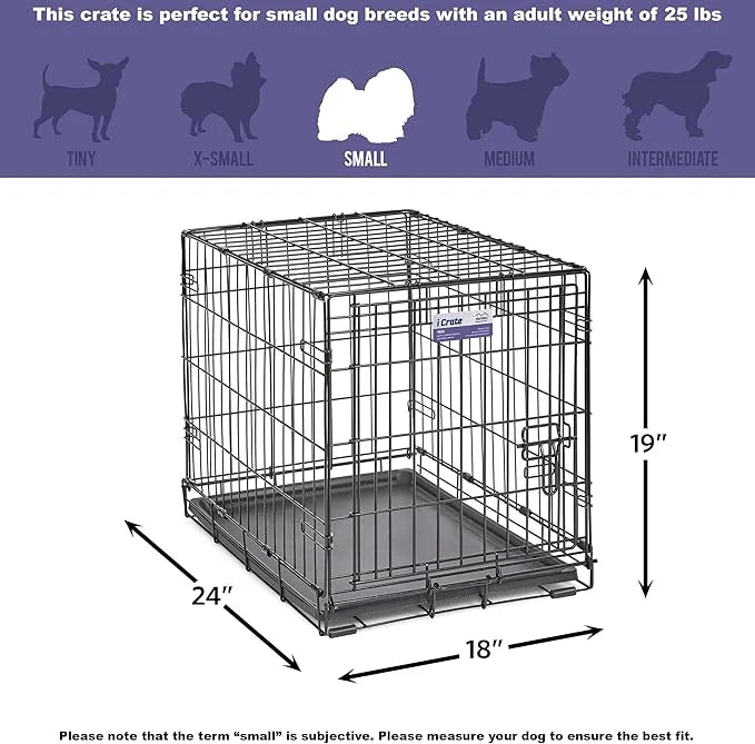 MidWest Homes for Pets Newly Enhanced Single & Double Door iCrate Dog Crate, Includes Leak-Proof Pan, Floor Protecting Fee...