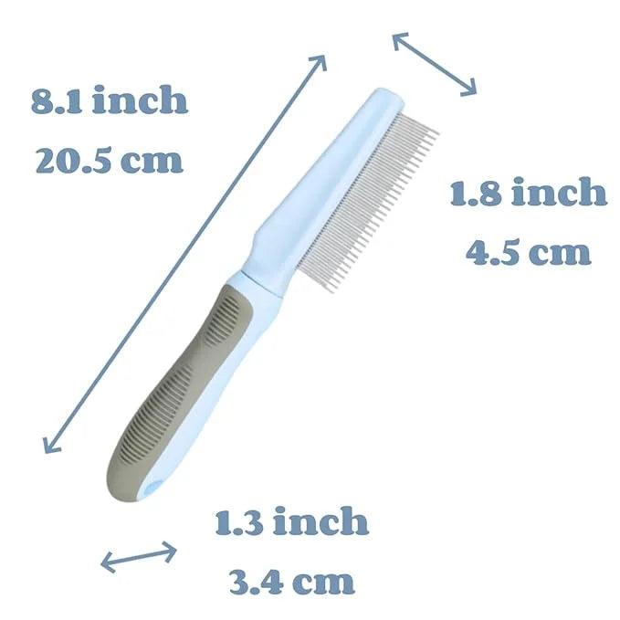 1 PCS Pet Comb Sturdy Pet Grooming Comb Pet Hair Comb with Long & Short Stainless Steel Teeth Comb for Dogs Cats, Light Cy...