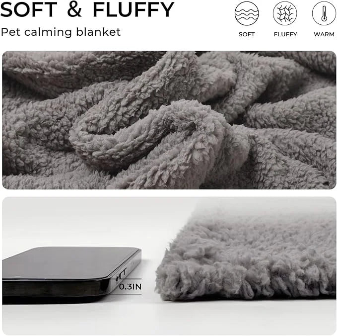 1 Pack 3 Calming Blankets Fluffy Premium Fleece Pet Blanket Soft Sherpa Throw for Dog Puppy Cat Grey Large (41" x31'') - P...