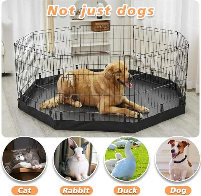 PJYuCien Dog Playpen Bottom Pad + Top Cover,Fits 24 Inch 8 Panels Regular Octagon Metal Exercise Pet Pen,Black (Note:Playp...