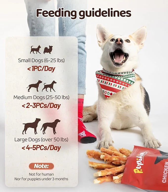 16OZ High Protein Chicken Biscuits Dog Treats, Chicken Wrapped Dog Biscuits Rawhide Free Soft Chewy Treats Training for Do...
