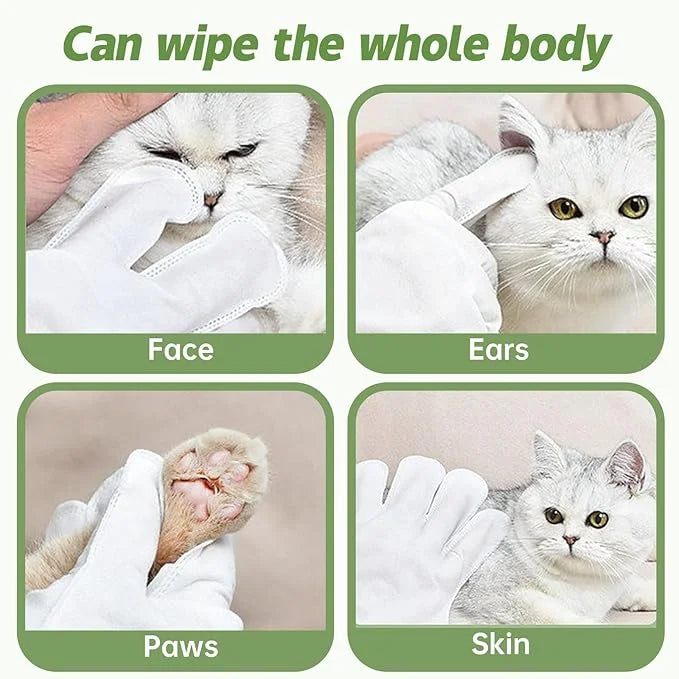 Cleaning Deodorizing Wipes for Dogs and Cats - Pet Grooming Gloves for Nourishing Fur - No Rinse Bathing Wipes for Daily C...