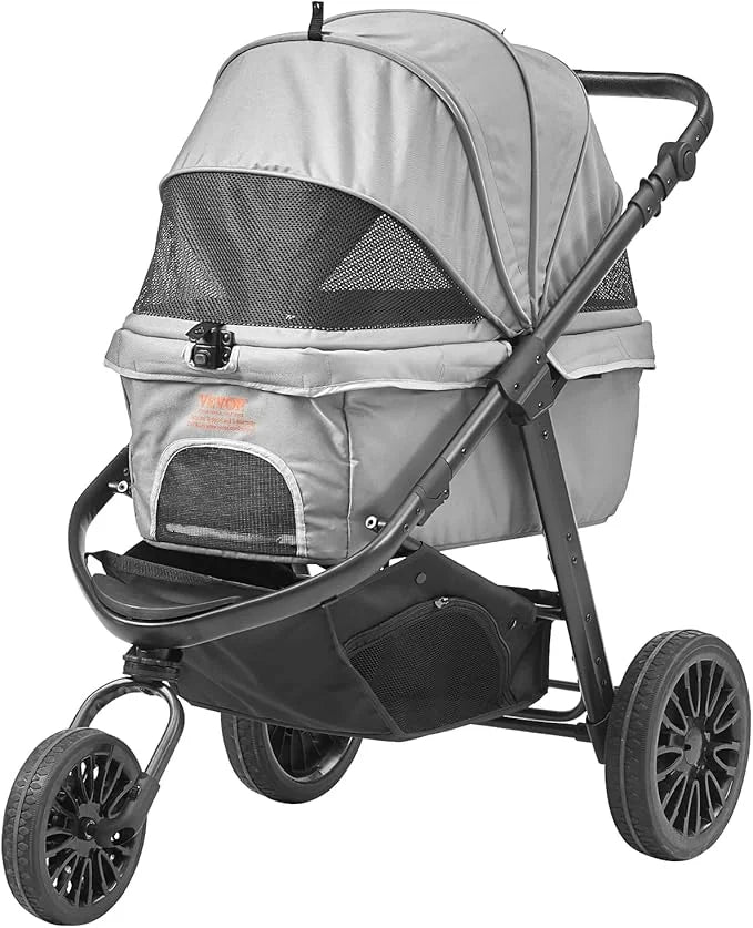 VEVOR Large Pet Stroller for Dogs Cats up to 75lbs, 3 Wheels Folding Cat Dog Stroller, Portable Pet Jogging Stroller with ...