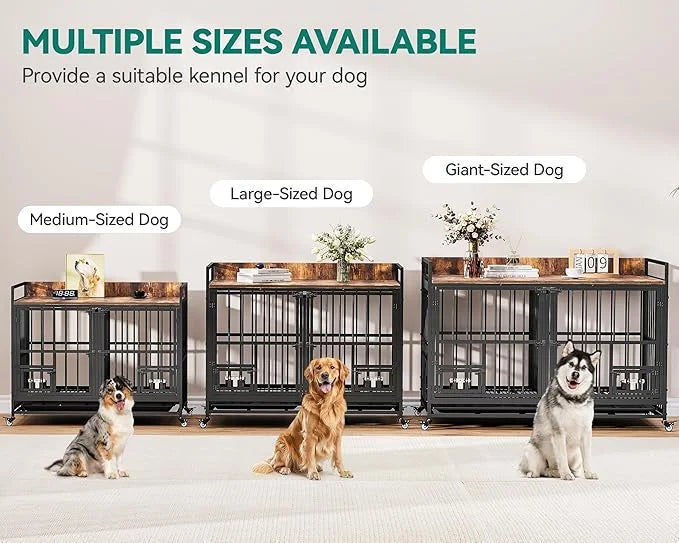 YITAHOME 37.5'' Heavy Duty Dog Crate with Removable Divider, Double Doors & Locks Design, Furniture Style Large Dog Crate ...