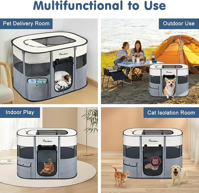 Dog Playpen, Portable Pet Playpen Cat PlayPen, 600D Oxford Dog Kennel Tent Crate, Waterproof&Breathable, Indoor Outdoor Tr...