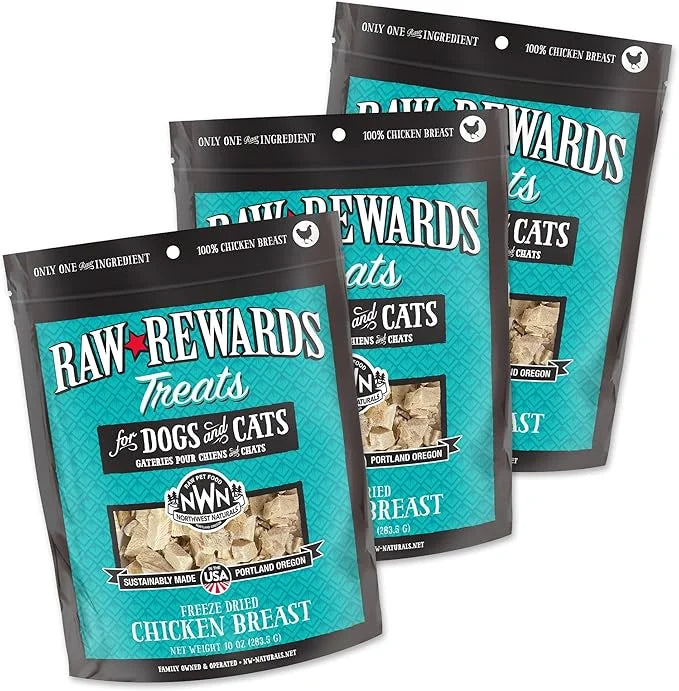 Northwest Naturals Raw Rewards Freeze-Dried Chicken Breast Treats for Dogs and Cats - Bite-Sized Pieces - Healthy, 1 Ingre...