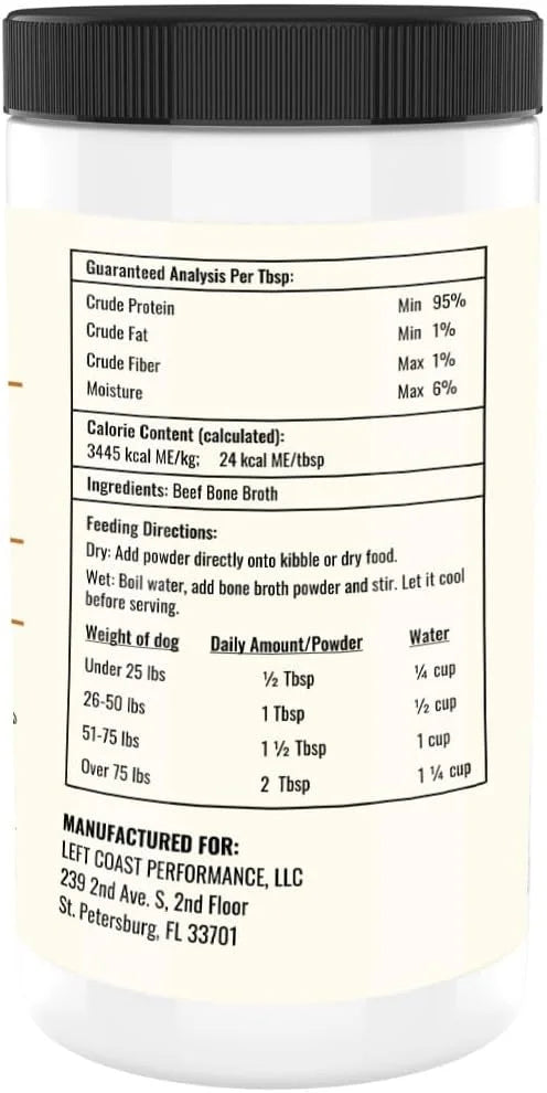 8oz Beef Bone Broth Powder for Dogs and Cats – Human Grade Grass-Fed Bone Broth for Picky Eaters – Supports Joints and Gut...
