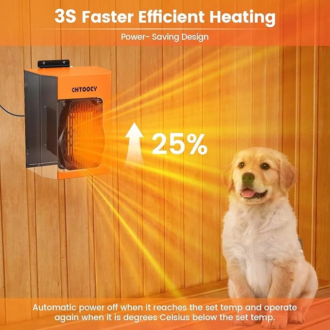 500W Dog House Heater w Thermostat, Adjustable Temp & 24H Timer Button, Outdoor Doghouse Heater for Pet Kennel, 9.8 FT Cor...