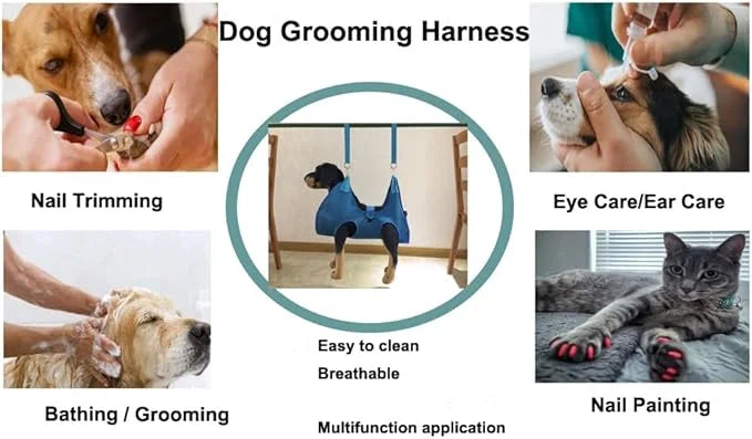 Dog Grooming Hammock with Flea Comb and Dog Nail Clipper, Pet Dog Grooming Hammock Harness with Cat Nail Clipper, Nail Fil...