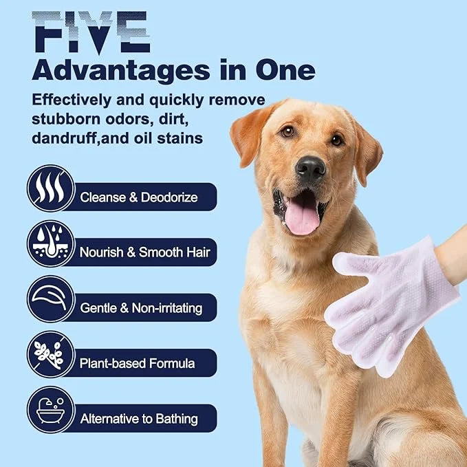 Pet Glove Wipes for Dogs, Dog Cleaning Gloves with Coconut Scented, Dual-Sided Pet Gloves Grooming for Cats with Wipes, Do...