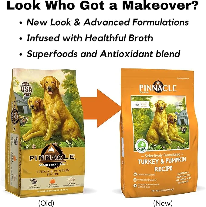 Pinnacle Pet Pinnacle Turkey & Pumpkin Dry Dog Food 22 lb, Infused with Broth - Product Image
