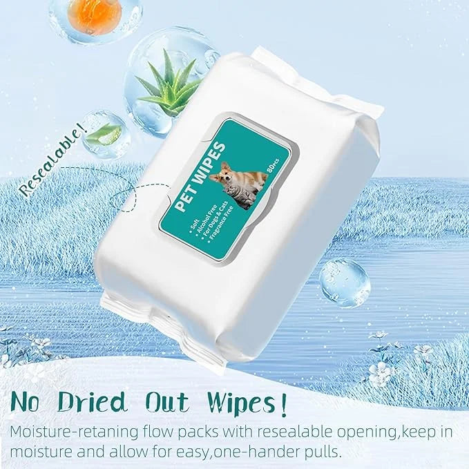 Pet Hypoallergenic Wipes, Extra Thick Cat Wipes for Cleaning Small Animal's Paws,Ears,Butt,Face and Eyes,Portable Organic ...