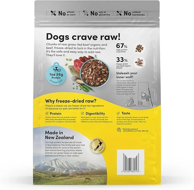 RawMix33 Premium Freeze-Dried Raw Grass-Fed Beef Recipe Dog Food, Protein Rich, Includes Kibble, Non-GMO, No Wheat or Corn...