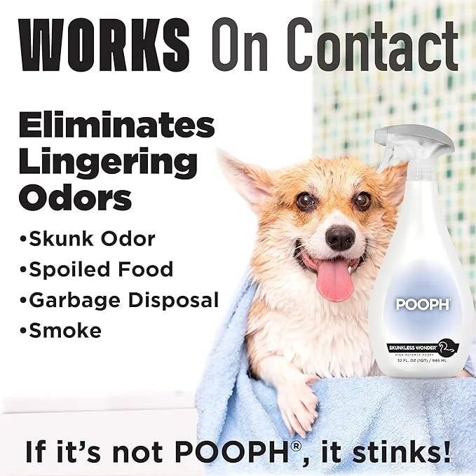 POOPH® Skunkless Wonder™ Spray | High-Potency Skunk Odor Eliminator Works on Pets, Fur, Clothing, Furniture & Items – Unsc...