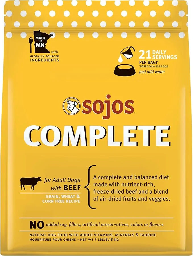 Sojos Complete Beef Recipe Dehydrated Dog Food, 7 lb, Yellow - Product Image