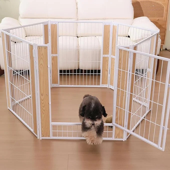 Heavy Duty Dog Playpen 32 Inch Height - Indoor Outdoor Pet Fence Enclosure for Medium and Small Dogs - Foldable Puppy Exer...