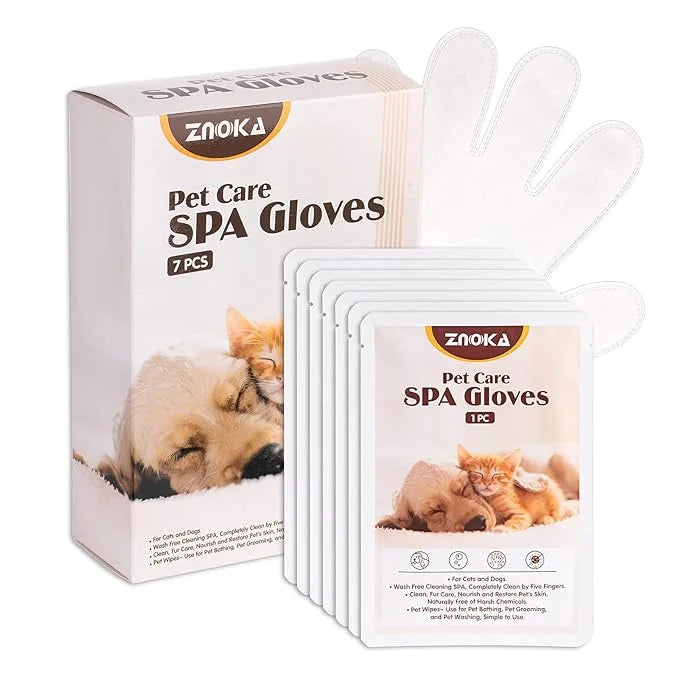 Pet Grooming Glove - Gentle Deshedding Brush Glove, Pet Bathing Wipes - Enhanced Five Finger Design - Daily Care and Trave...