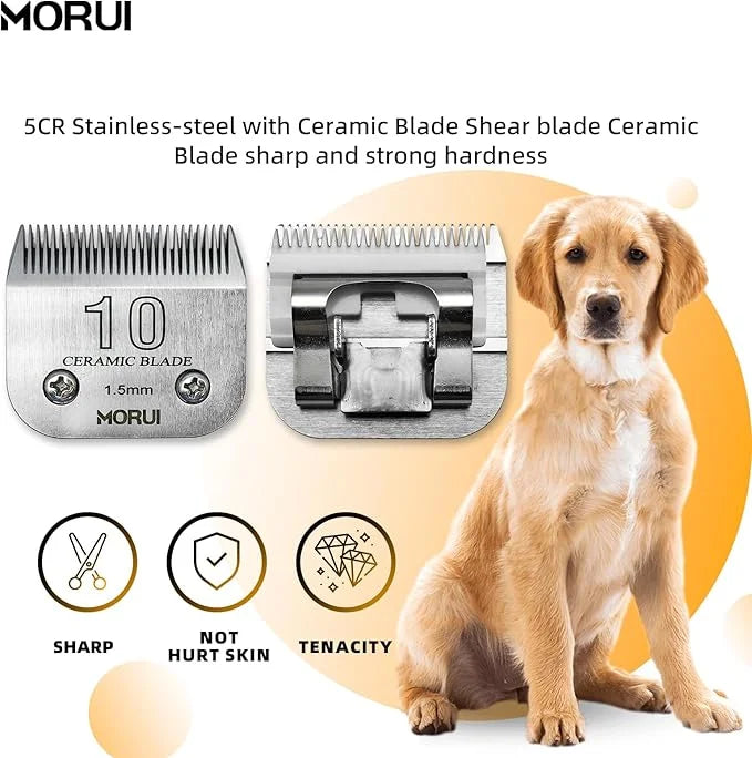 10 Cut Length 1/16"(1.5mm) Detachable Ceramic Pet Dog Clipper Blades Compatible with Most Andis,Oster A5 Wahl KM Series Cl...
