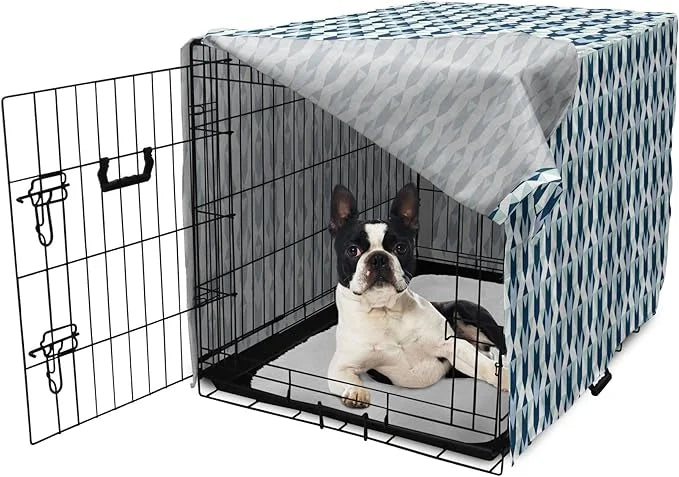Lunarable Chevron Dog Crate Cover, Stripes Zigzags and Other Geometrical Shapes Pastel Colored Pattern, Easy to Use Pet Ke...