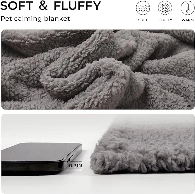 1 Pack 3 Calming Blankets Fluffy Premium Fleece Pet Blanket Soft Sherpa Throw for Dog Puppy Cat Grey Small (23" x16'') - P...