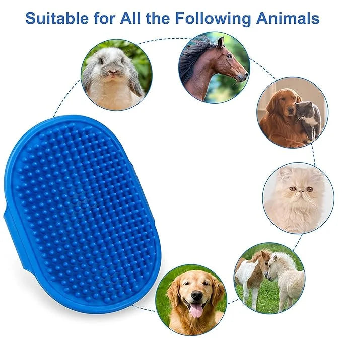 2 Pack Dog Grooming Brush, Premium Pet Bath Brush with Adjustable Ring Handle for Bathing - Massaging -Hair Removal - on W...